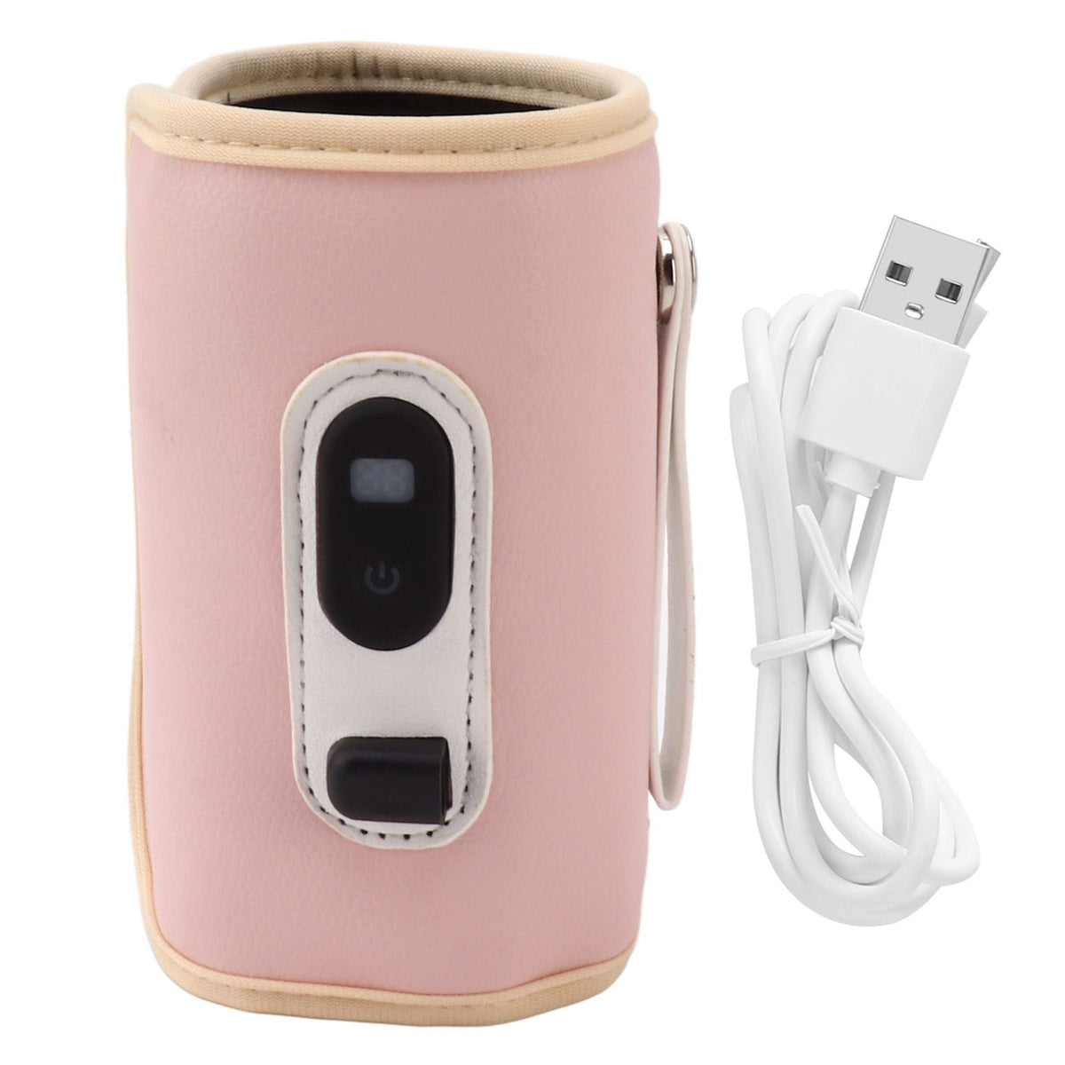 Baby Milk Bottle Warmer USB Digital Display 5 Speeds Portable Baby Milk Heat Keeper for Milk Breastmilk Water Pink