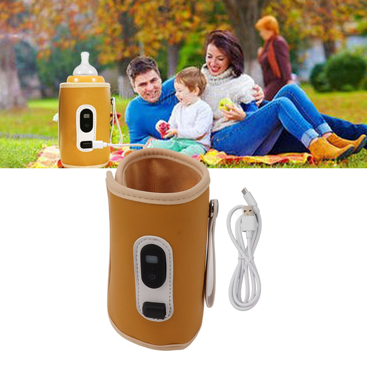 Baby Bottle Warmer USB Charging Portable Infant Bottle Heater Feeding Nursing Bottle Insulated Case