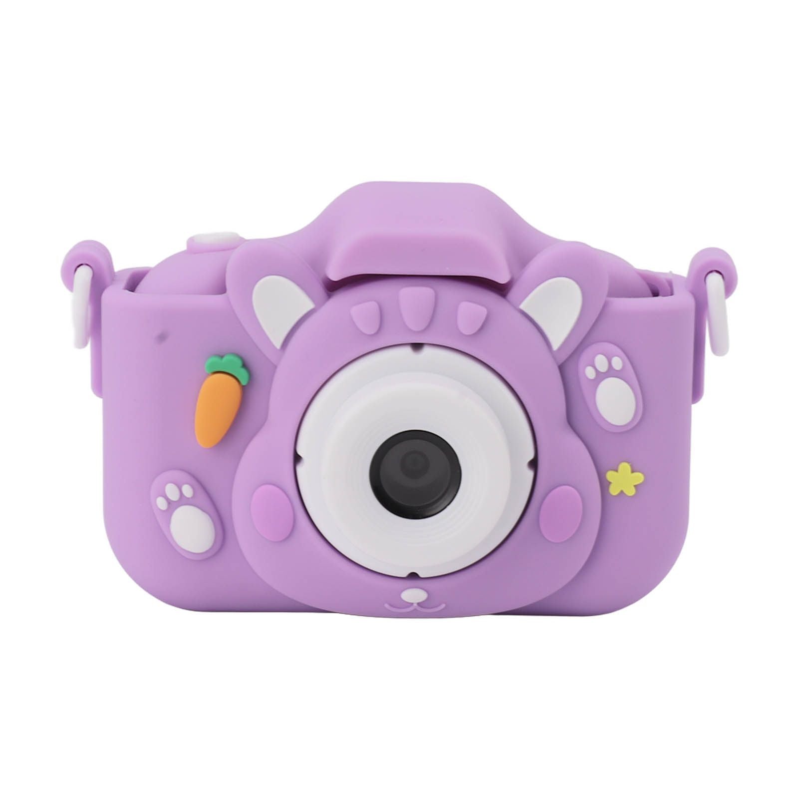 Kids Digital Camera with 32G Card Front Rear Lens 1080P High Definition 8X Zoom USB Rechargeable for Children Purple