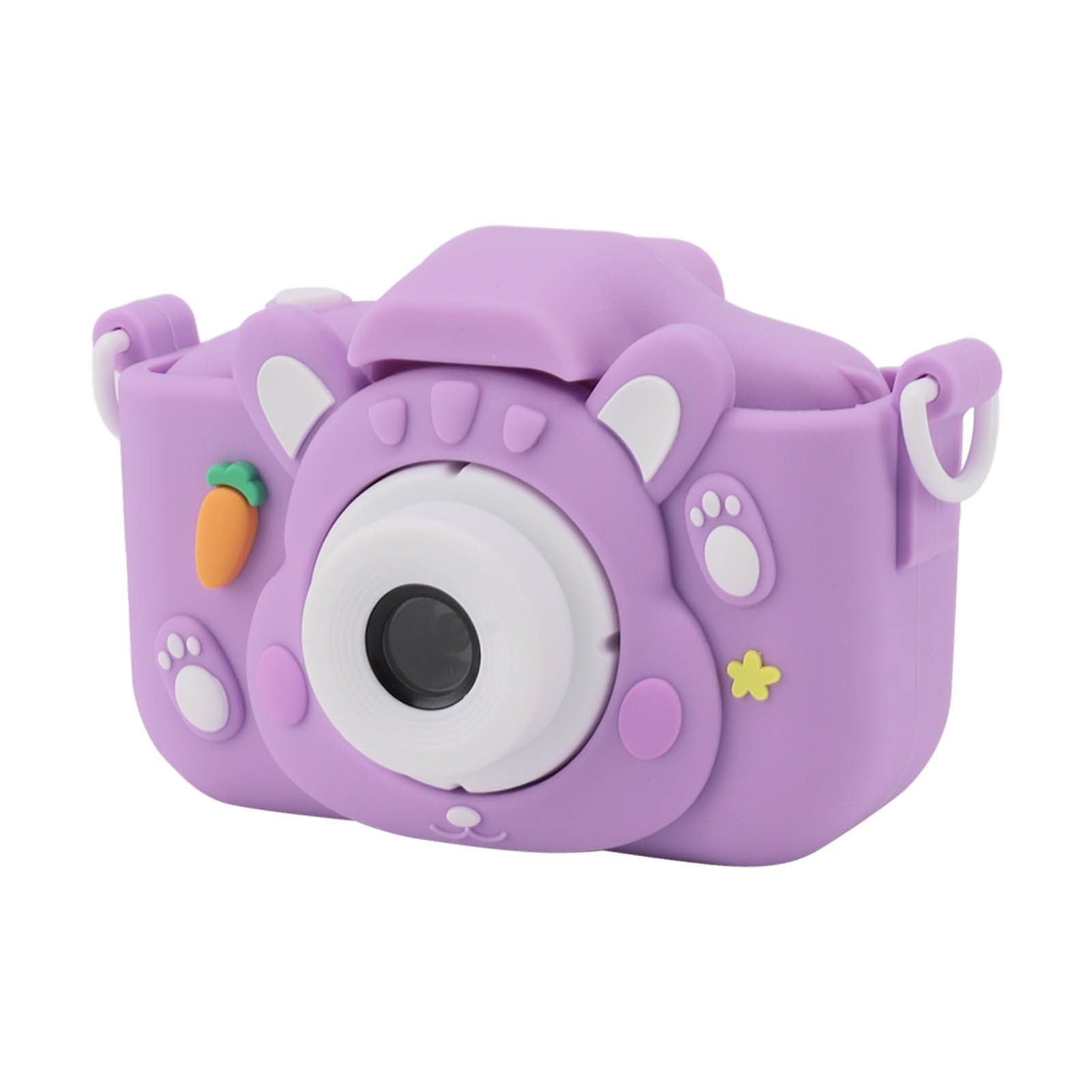 Kids Digital Camera with 32G Card Front Rear Lens 1080P High Definition 8X Zoom USB Rechargeable for Children Purple