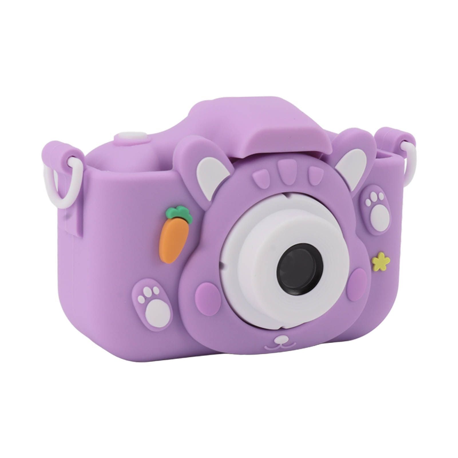 Kids Digital Camera with 32G Card Front Rear Lens 1080P High Definition 8X Zoom USB Rechargeable for Children Purple