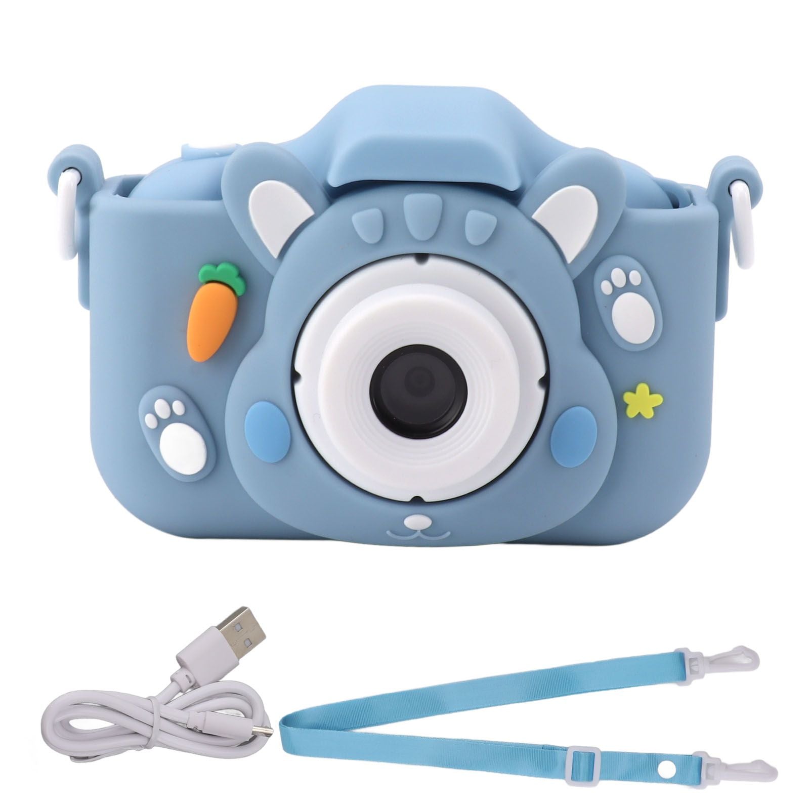 Children Camera 2in Screen AI Face Recognition Multifunctional USB Charging Automatic Kids Game Camera Blue