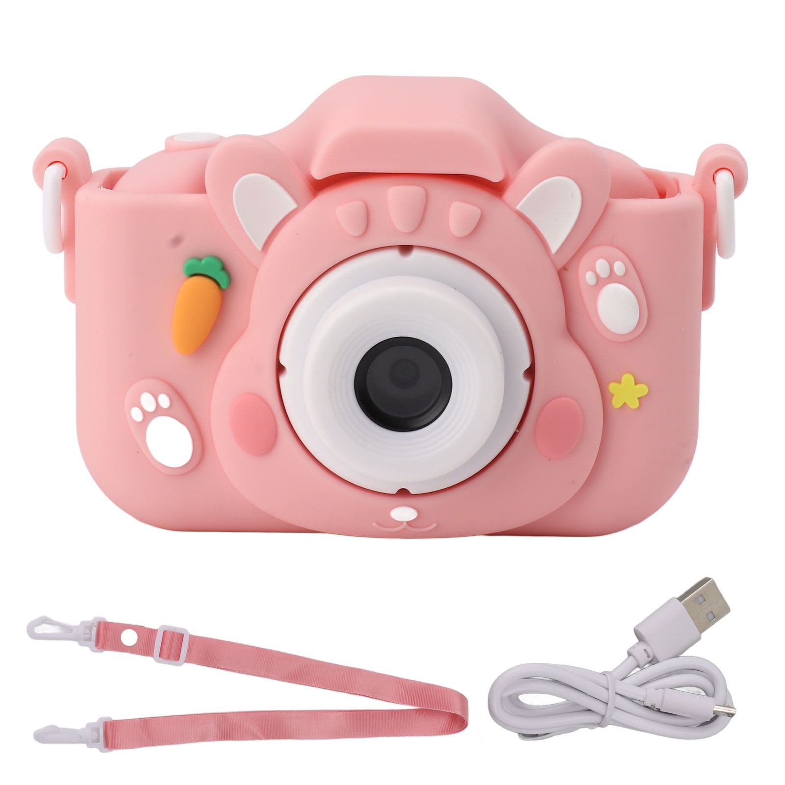 Children Camera 2in Screen AI Face Recognition Multifunctional USB Charging Automatic Kids Game Camera Pink