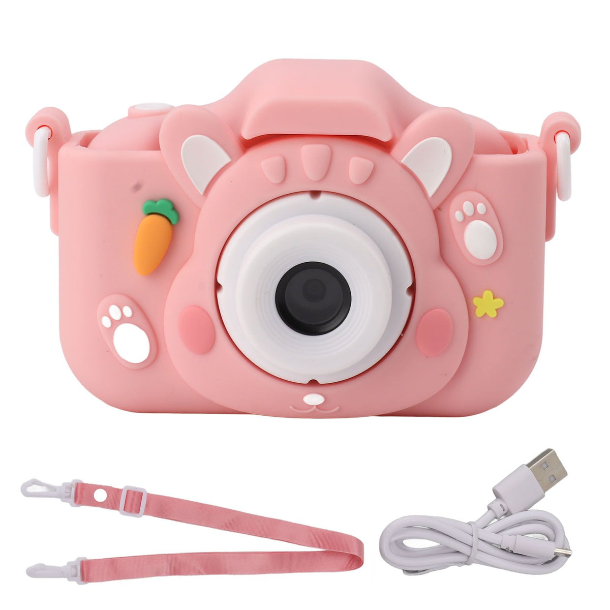 Children Camera 2in Screen AI Face Recognition Multifunctional USB Charging Automatic Kids Game Camera Pink
