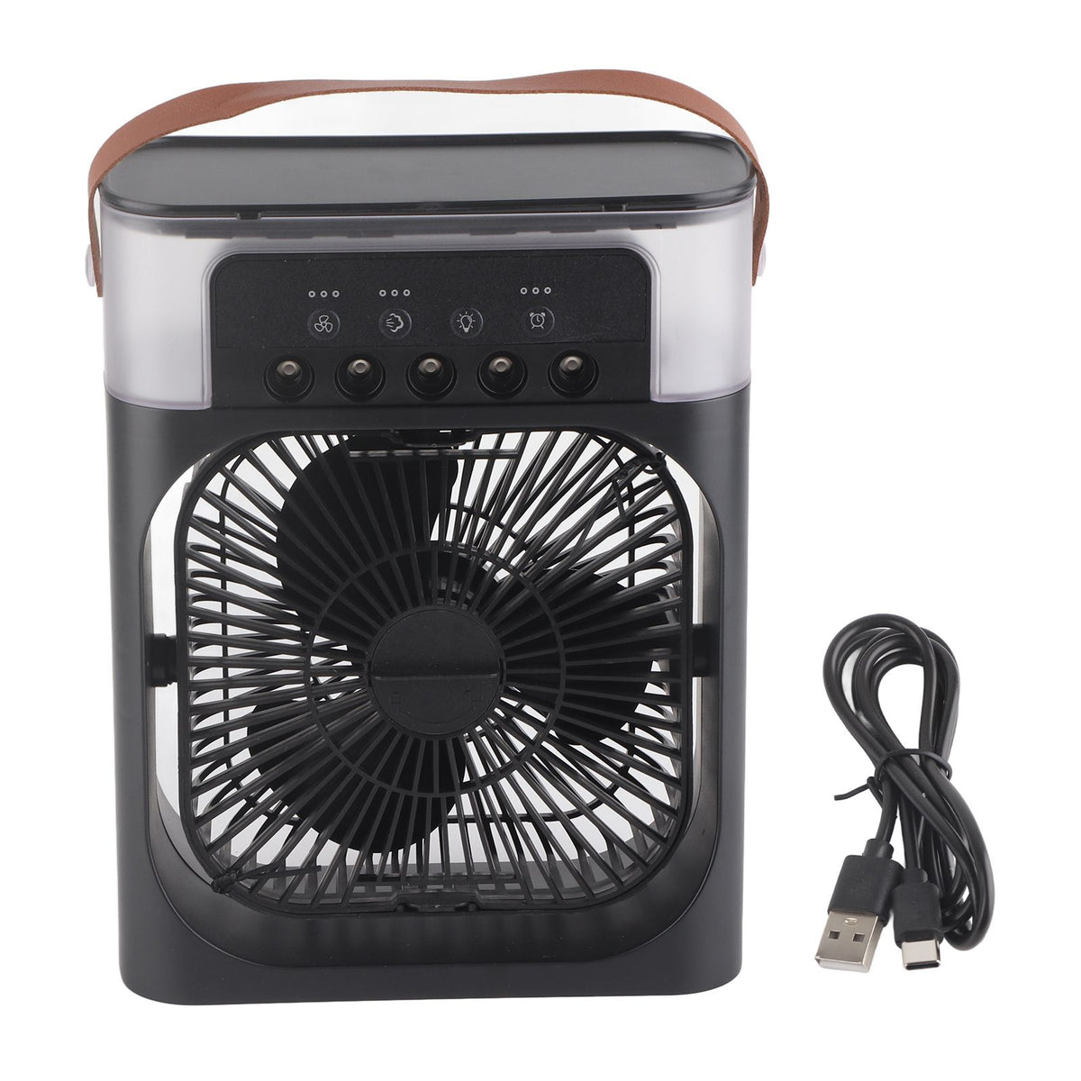 Personal Evaporative Air Cooler with 600ml Water Tank USB 7 Color Light 3 Speeds Air Cooler Humidifier for Bedroom Black