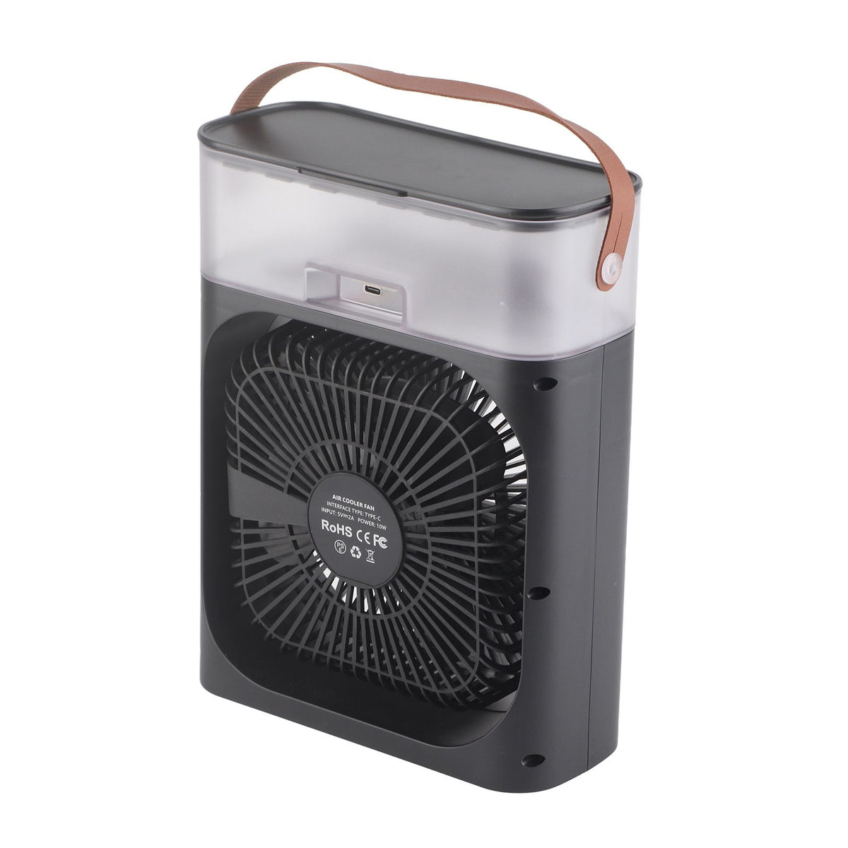 Personal Evaporative Air Cooler with 600ml Water Tank USB 7 Color Light 3 Speeds Air Cooler Humidifier for Bedroom Black