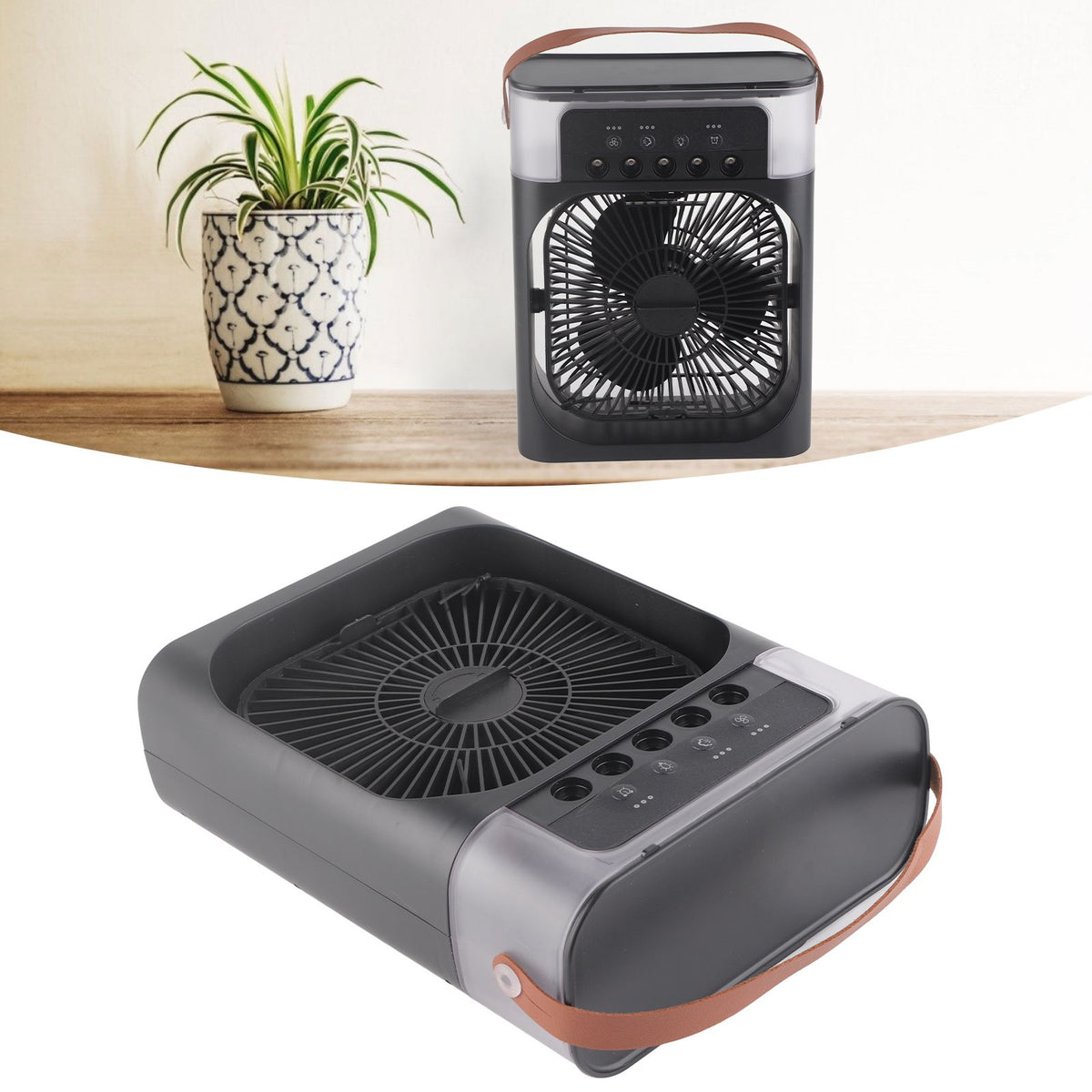 Personal Evaporative Air Cooler with 600ml Water Tank USB 7 Color Light 3 Speeds Air Cooler Humidifier for Bedroom Black