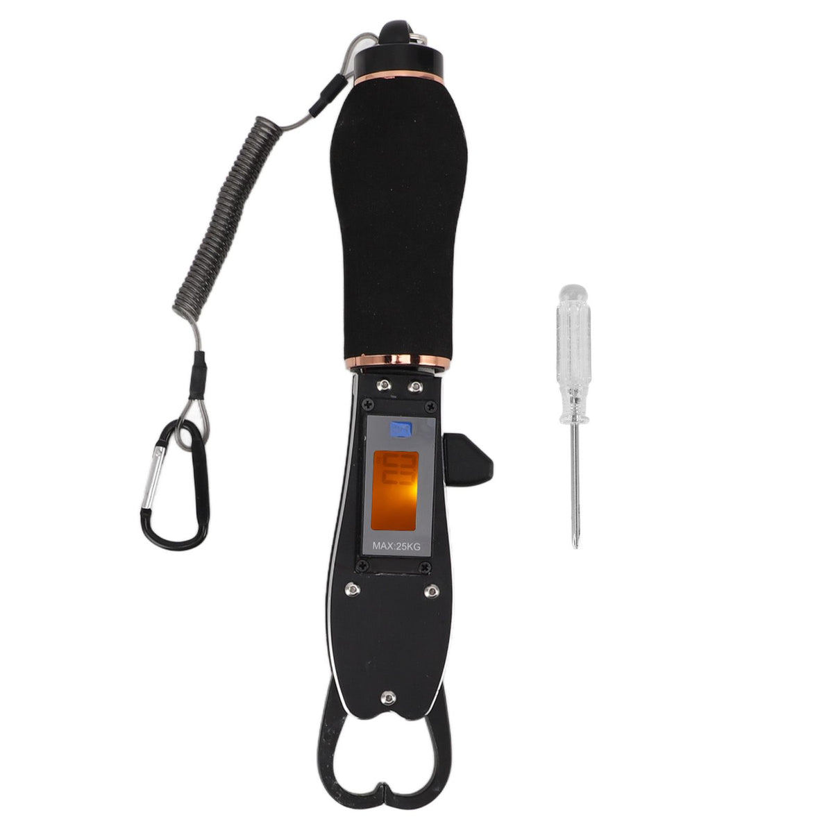 Portable Fish Lip Gripper 25kg 5g Stainless Steel Fish Scale with Non Slip Foam Handle for Outdoor Fishing