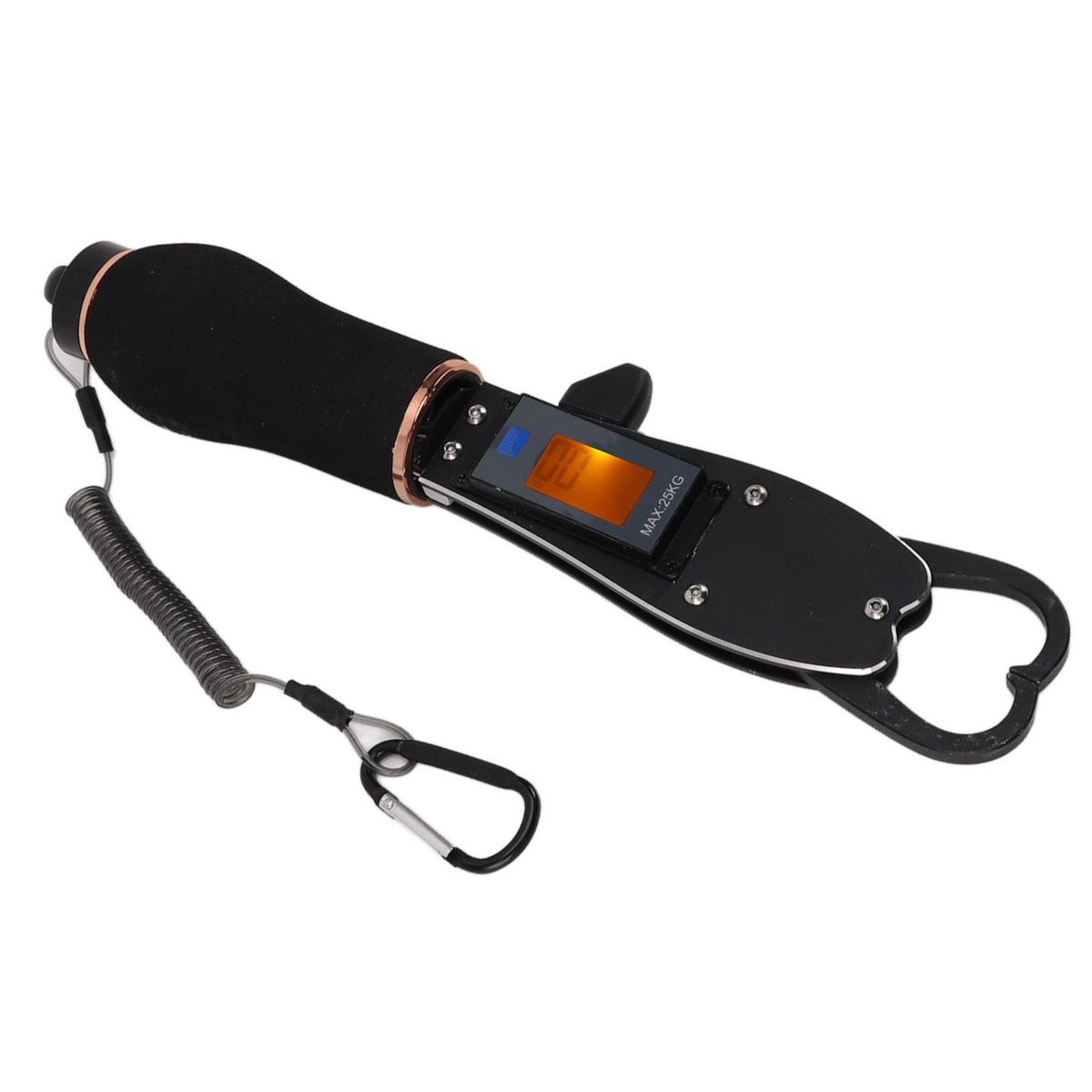 Portable Fish Lip Gripper 25kg 5g Stainless Steel Fish Scale with Non Slip Foam Handle for Outdoor Fishing
