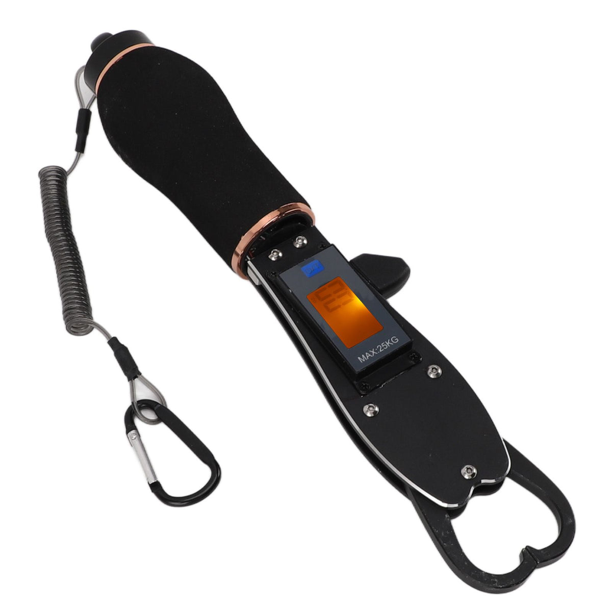 Portable Fish Lip Gripper 25kg 5g Stainless Steel Fish Scale with Non Slip Foam Handle for Outdoor Fishing