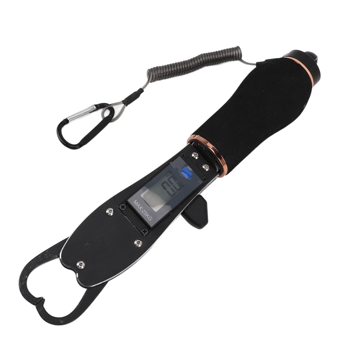 Portable Fish Lip Gripper 25kg 5g Stainless Steel Fish Scale with Non Slip Foam Handle for Outdoor Fishing