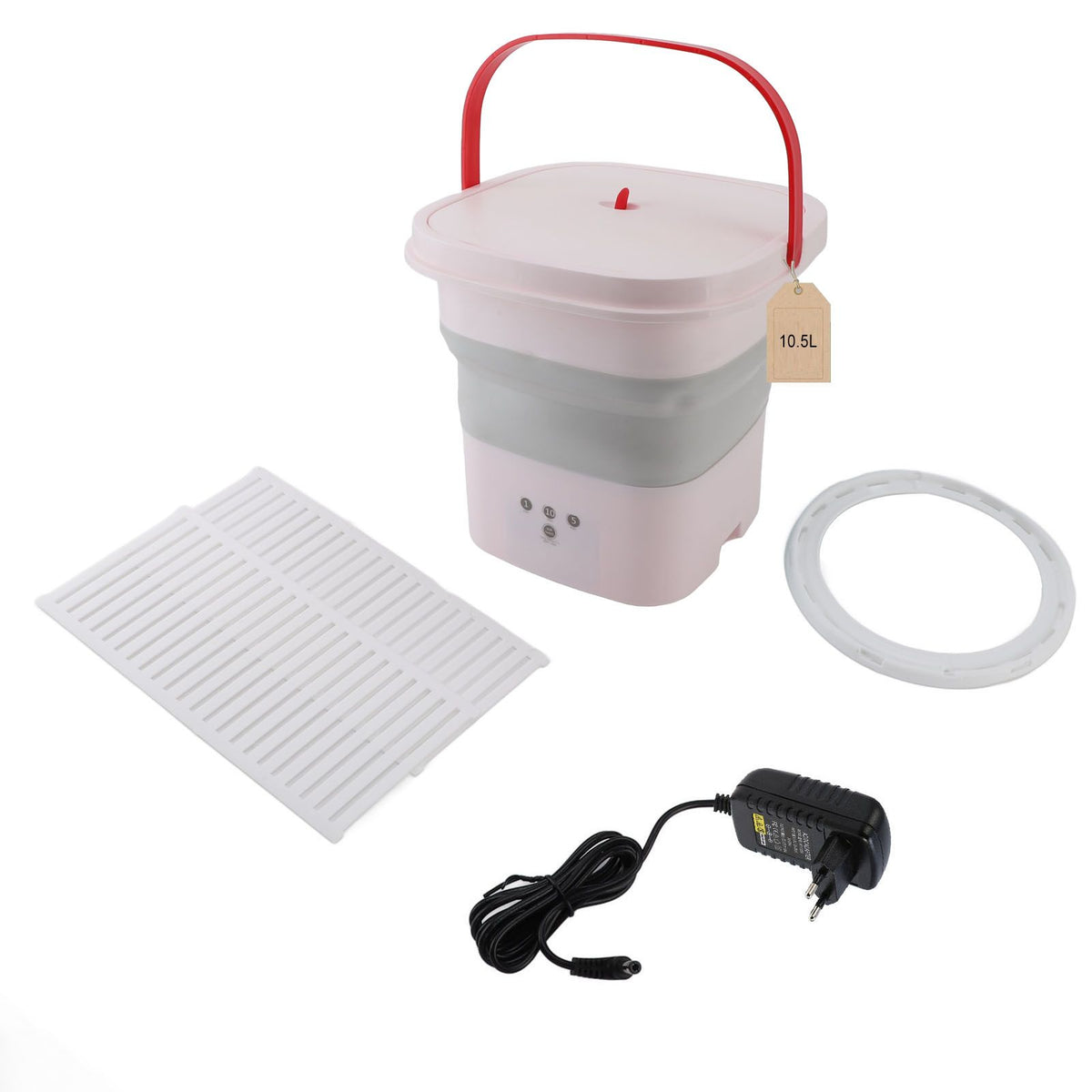 10.5L Small Washing Machine Fully Automatic Blue Lighting Deep Cleaning Foldable Washer for Apartment Dormitory Hotel 100‑240V Pink EU Plug