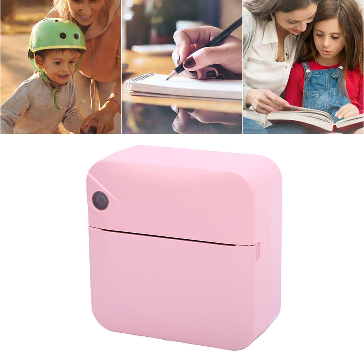 Mini Thermal Printer Bluetooth Inkless Portable Printer Pocket Label Maker with APP for DIY Photos Study Notes Pink