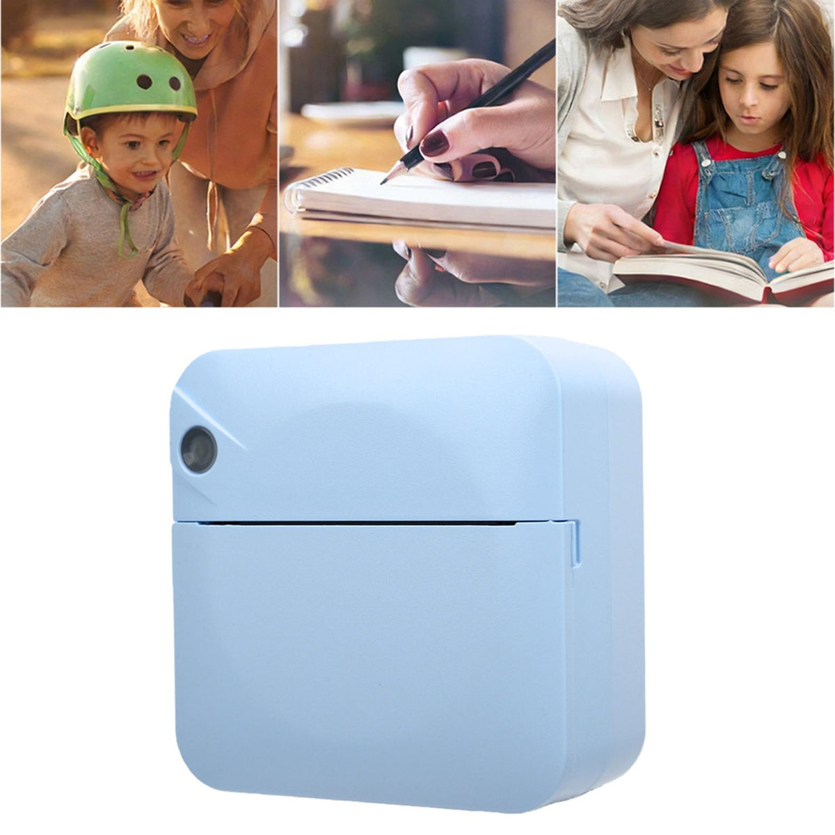 Mini Thermal Printer Bluetooth Inkless Portable Printer Pocket Label Maker with APP for DIY Photos Study Notes Blue