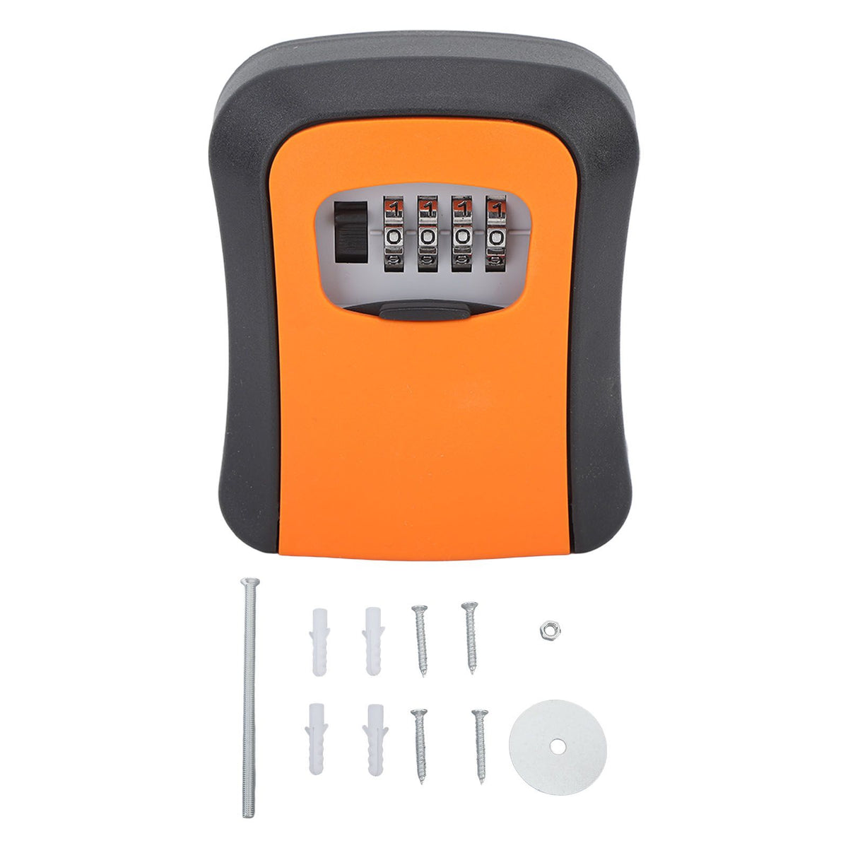 Key Lock Box Wall Mounted Combination Lockbox for Outside House Keys 5 Keys Capacity Key Safe Security Storage Lock Box Orange (with Dust Cover)