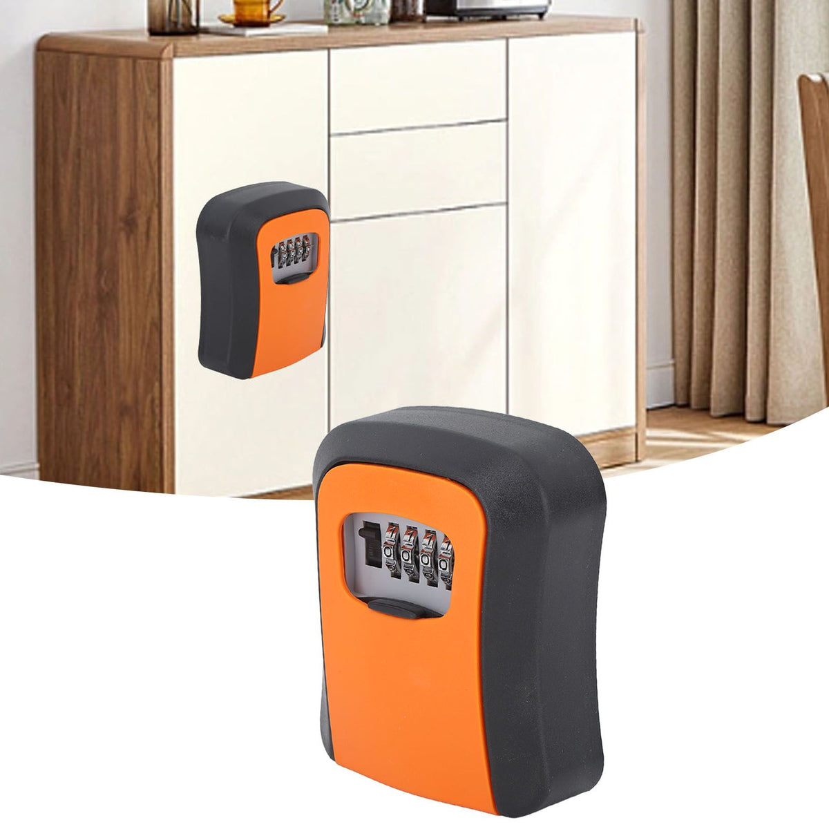 Key Lock Box Wall Mounted Combination Lockbox for Outside House Keys 5 Keys Capacity Key Safe Security Storage Lock Box Orange (with Dust Cover)