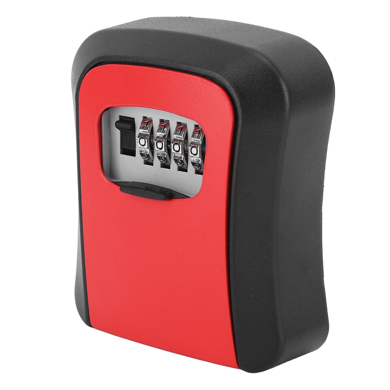 Key Lock Box Alloy Portable Wall Mounted 4 Digit Combination Key Safe Storage Lock Box for Outside Home Garage Red