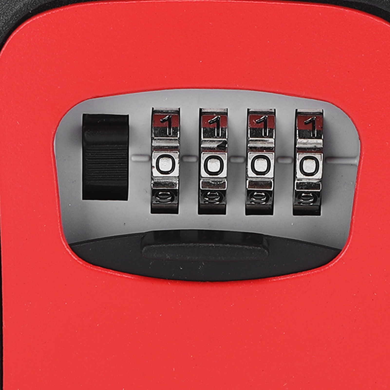 Key Lock Box Alloy Portable Wall Mounted 4 Digit Combination Key Safe Storage Lock Box for Outside Home Garage Red