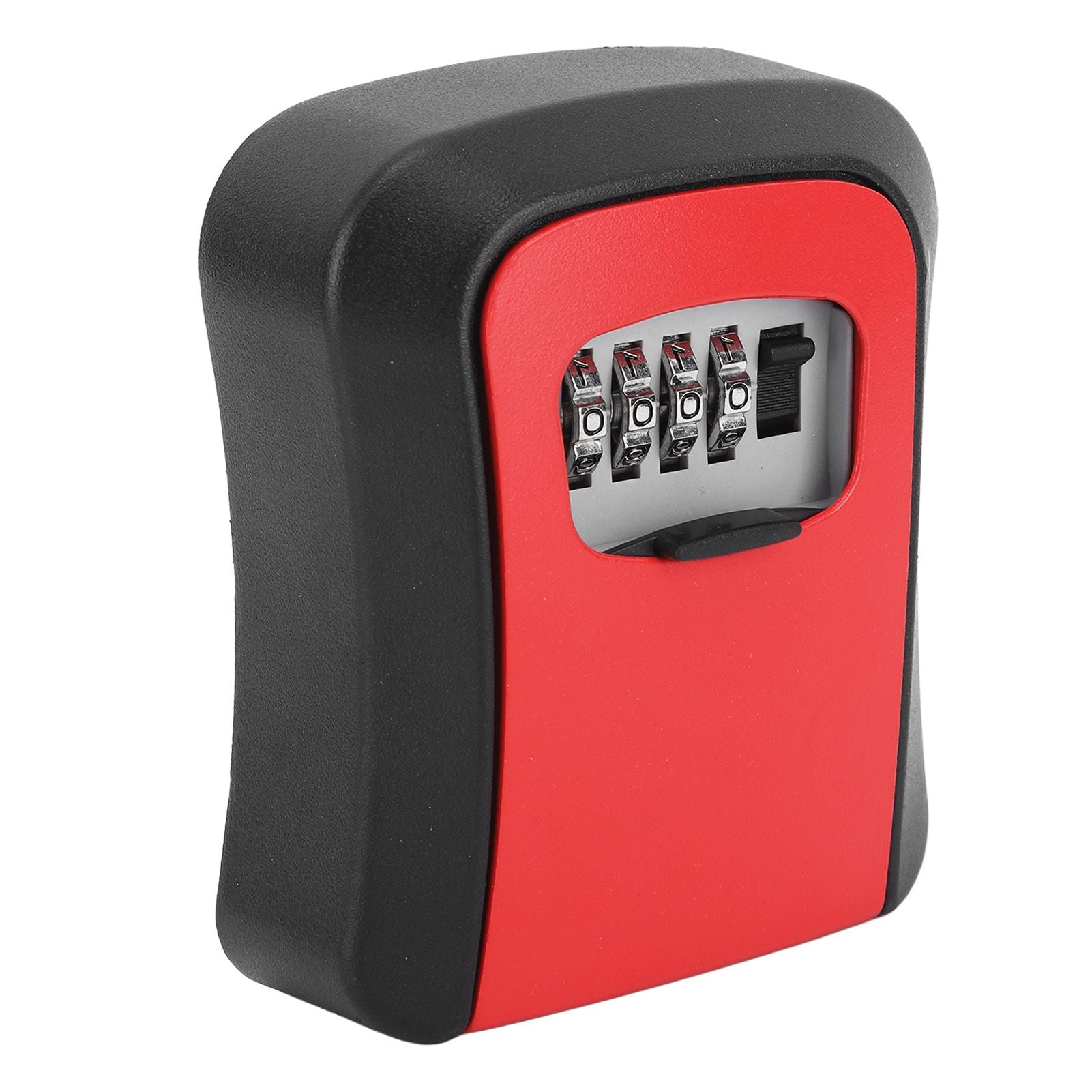 Key Lock Box Alloy Portable Wall Mounted 4 Digit Combination Key Safe Storage Lock Box for Outside Home Garage Red