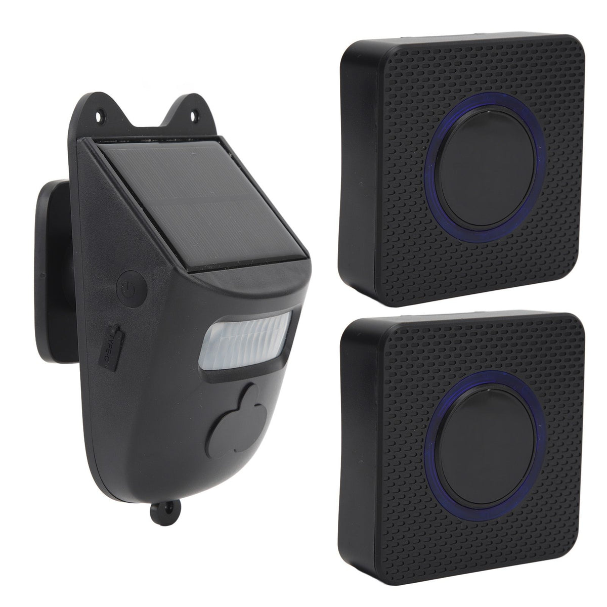 Wireless Driveway Alarm Door Chimes Solar Driveway Alarm Infrared Sensor Doorbell Indoor Home Security System with 1 Detector 2 Receiver