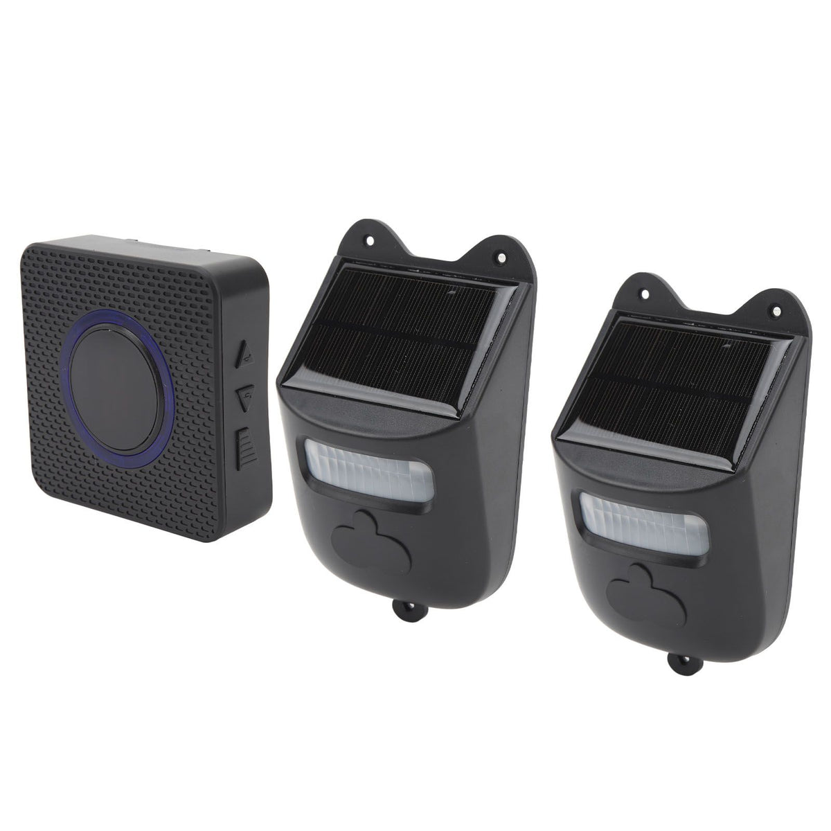 Wireless Driveway Doorbell Solar Powered Infrared Doorbell Home Security Motion Sensor Alarm with 1 Receiver and 2 Detector for Driveway