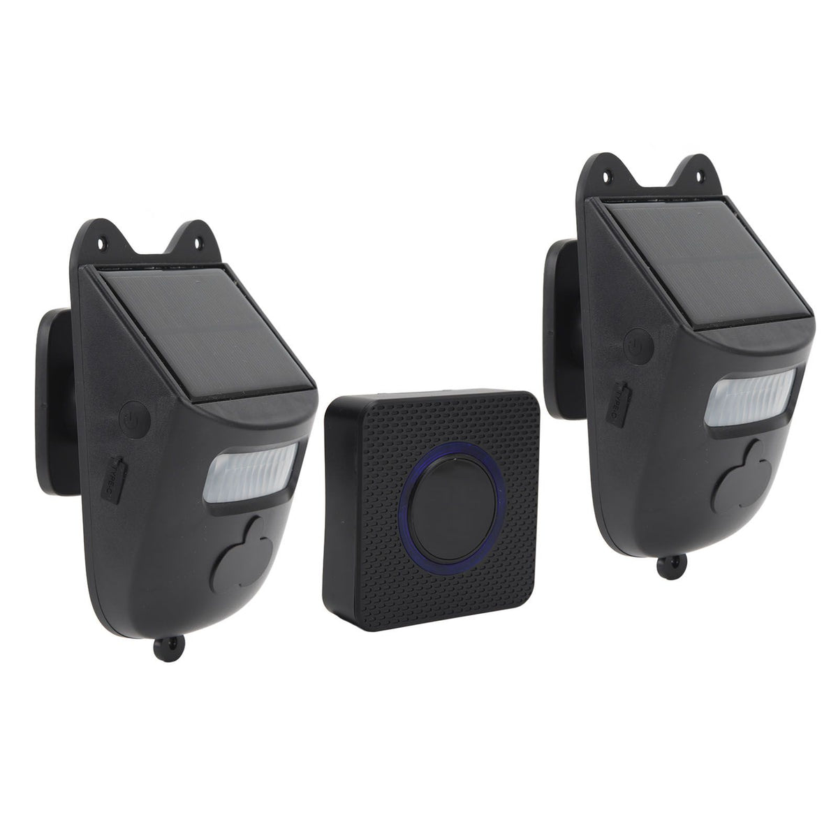 Wireless Driveway Doorbell Solar Powered Infrared Doorbell Home Security Motion Sensor Alarm with 1 Receiver and 2 Detector for Driveway