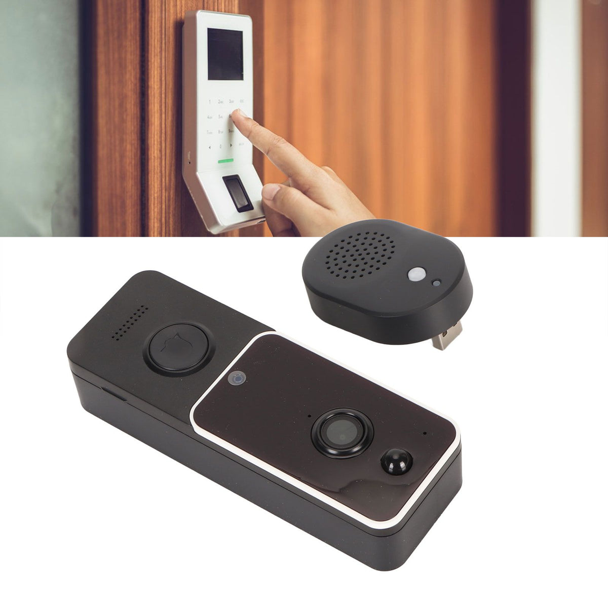 Doorbell Camera White IP65 Waterproof 720P 1MP Smart Cloud Storage Battery 5200mAh with Ding Dong Machine WiFi Video Doorbell for Home Security