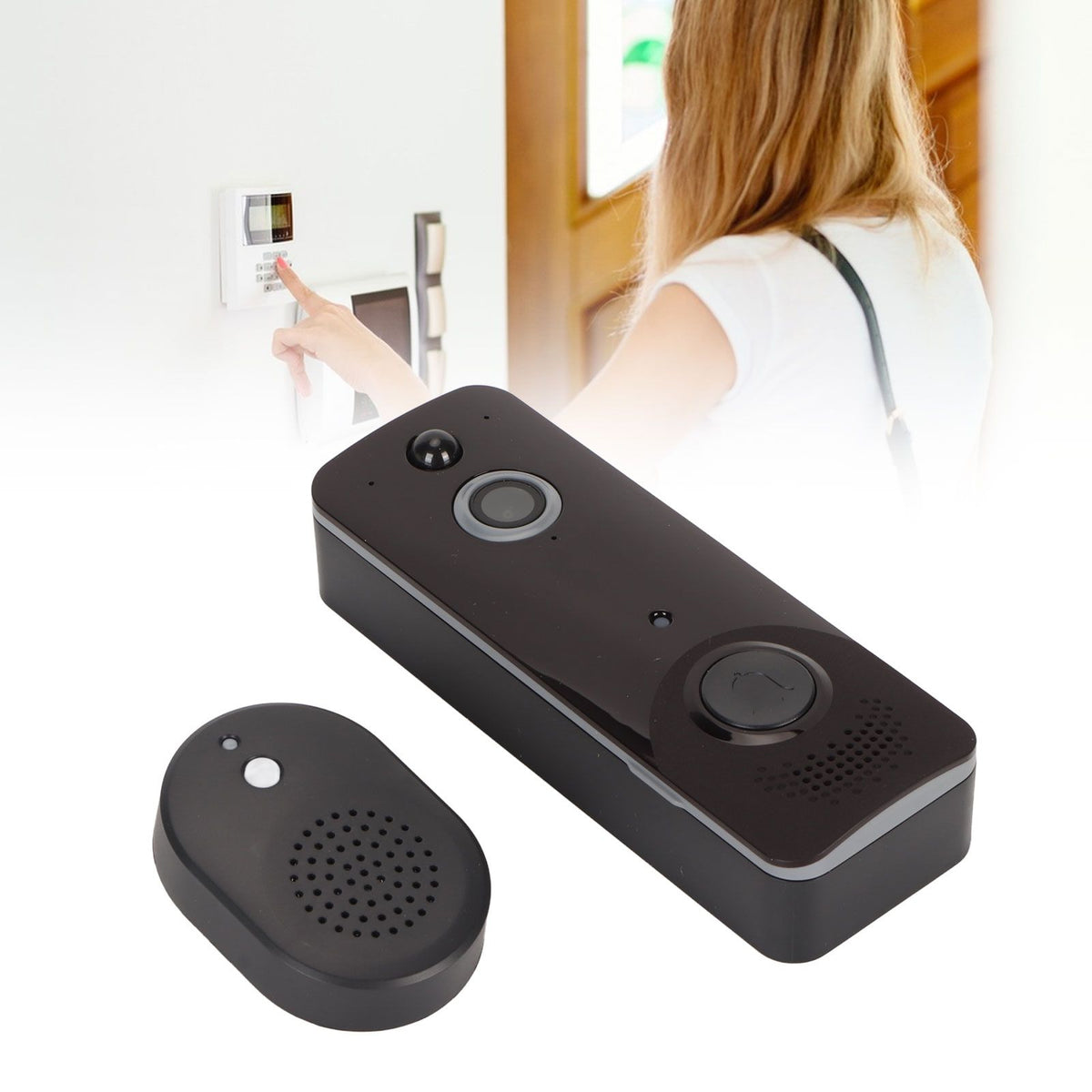 Video Doorbell 2 Way Audio HD Video Night Vision Doorbell Camera Wireless Smart WiFi Video Doorbell Indoor Outdoor Surveillance