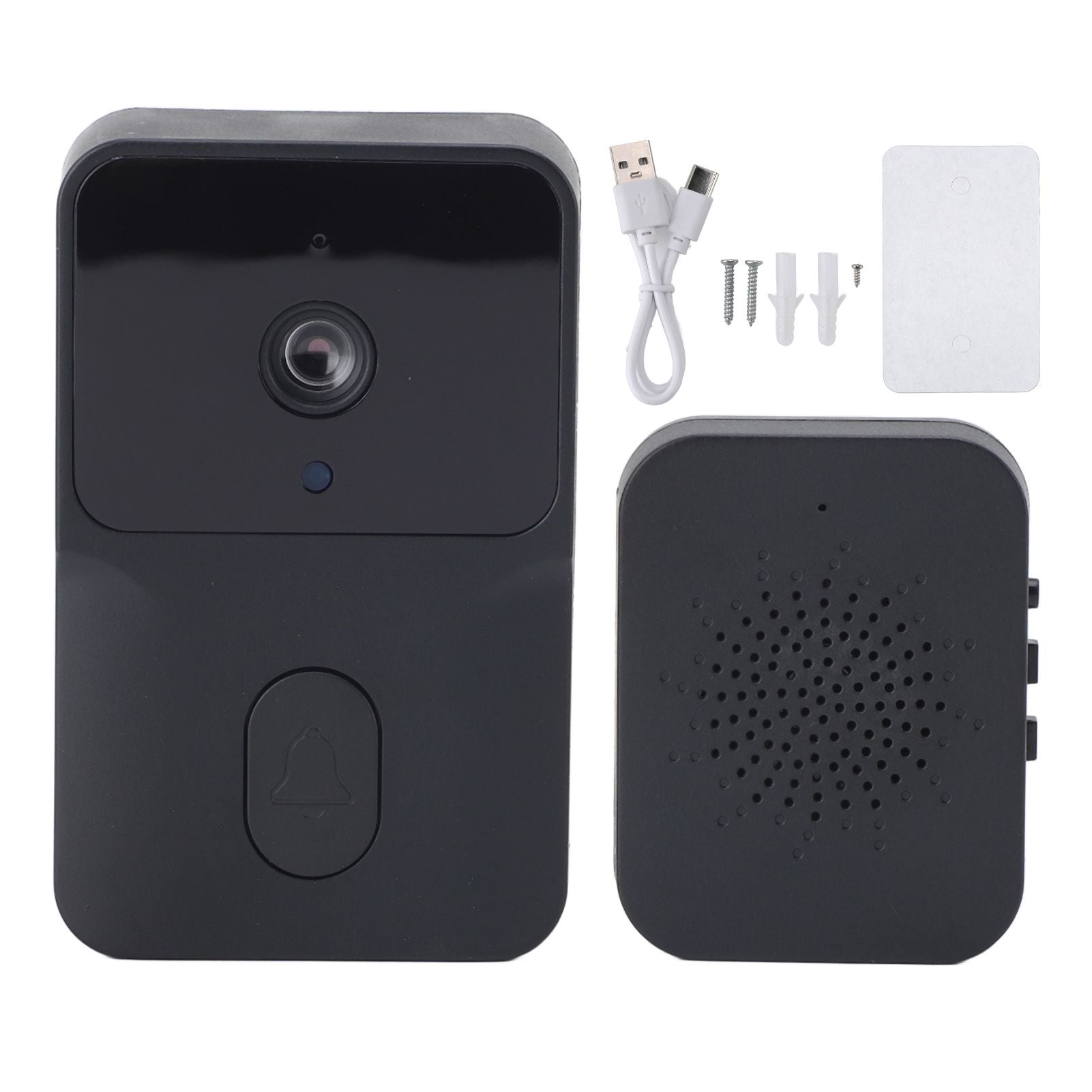 Smart Visual Doorbell HD Night Vision 2 Way Intercom 85° Wireless Doorbell Camera for Home Villa Black