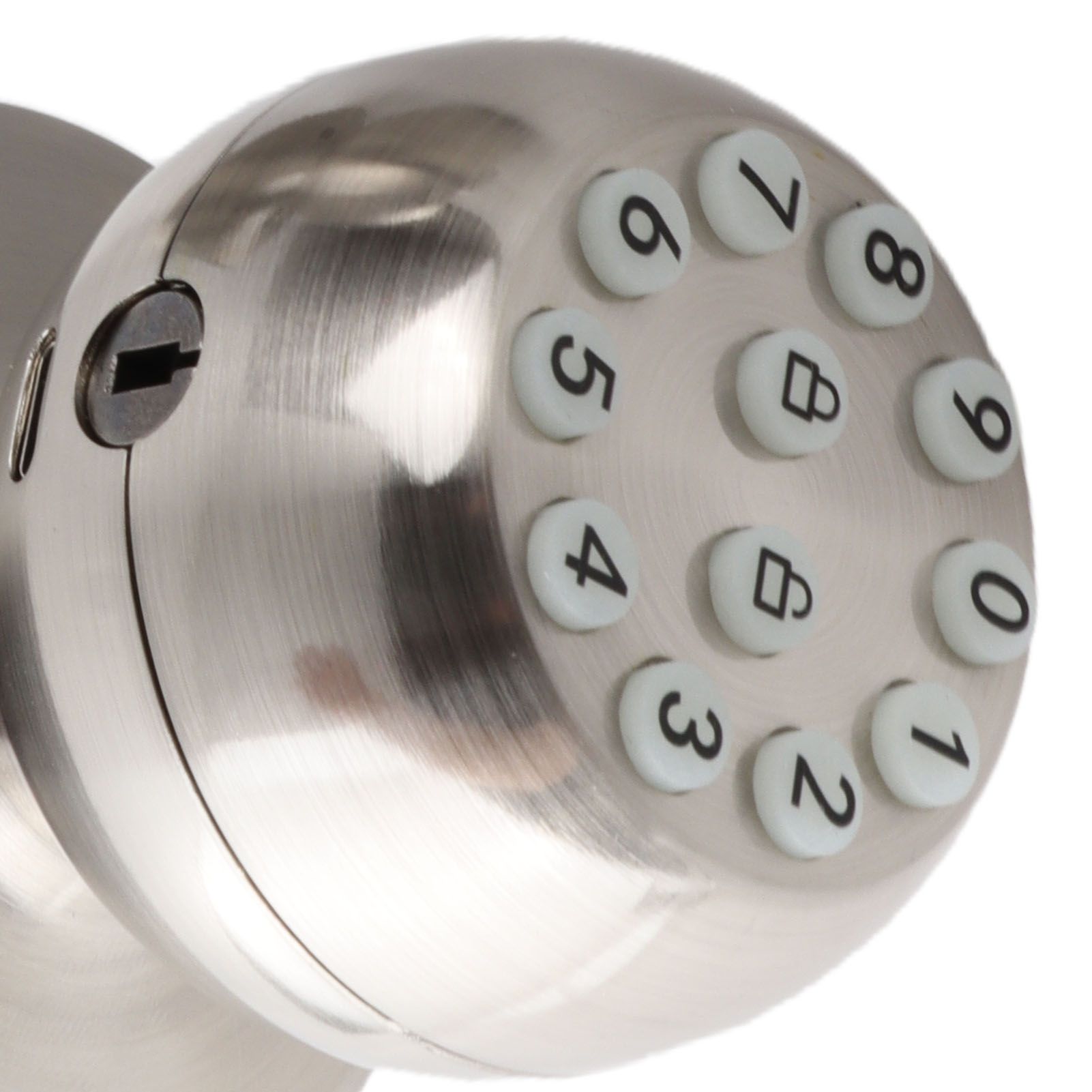 Keypad Door Knob with Lock and Key Round Ball Electronic Entry Door Knob Lock for 35‑55MM Thickness Door Apartment Office Garage Silver