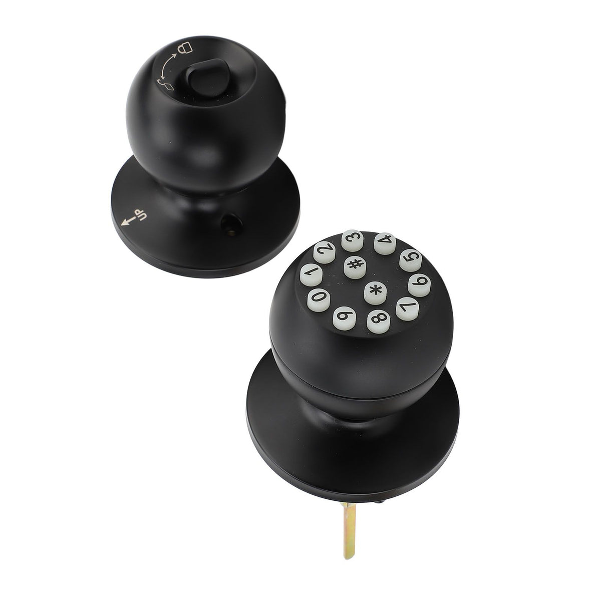 Keypad Door Knob with Lock and Key Round Ball Electronic Entry Door Knob Lock for 35‑55MM Thickness Door Apartment Office Garage Black