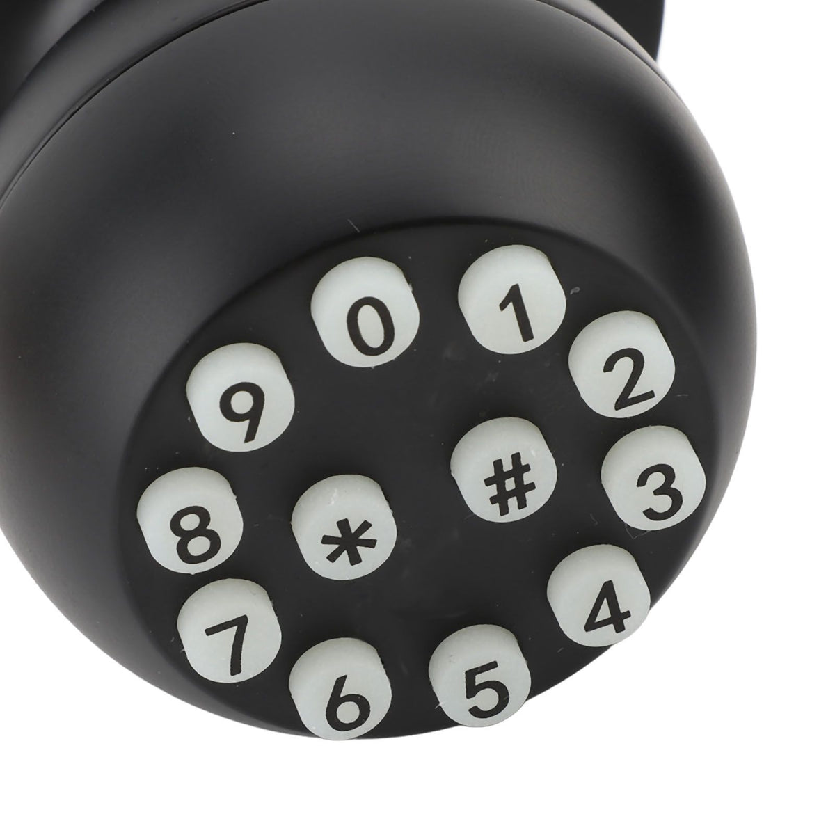 Keypad Door Knob with Lock and Key Round Ball Electronic Entry Door Knob Lock for 35‑55MM Thickness Door Apartment Office Garage Black