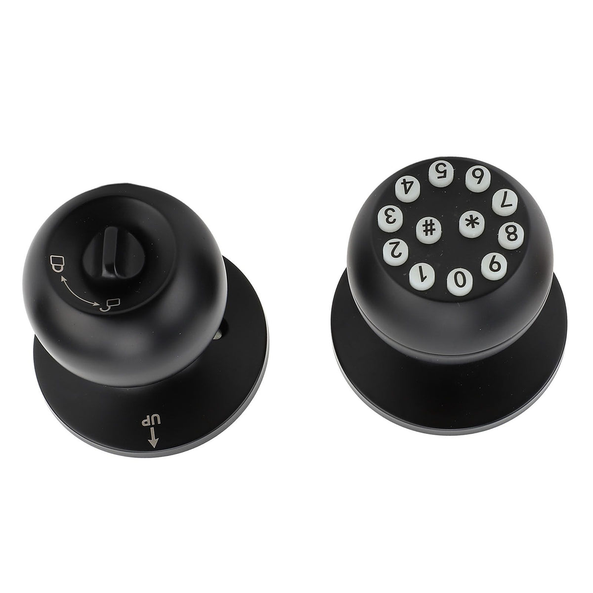 Keypad Door Knob with Lock and Key Round Ball Electronic Entry Door Knob Lock for 35‑55MM Thickness Door Apartment Office Garage Black