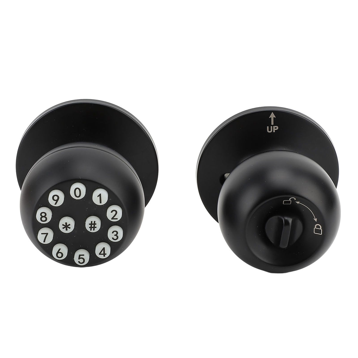 Keypad Door Knob with Lock and Key Round Ball Electronic Entry Door Knob Lock for 35‑55MM Thickness Door Apartment Office Garage Black