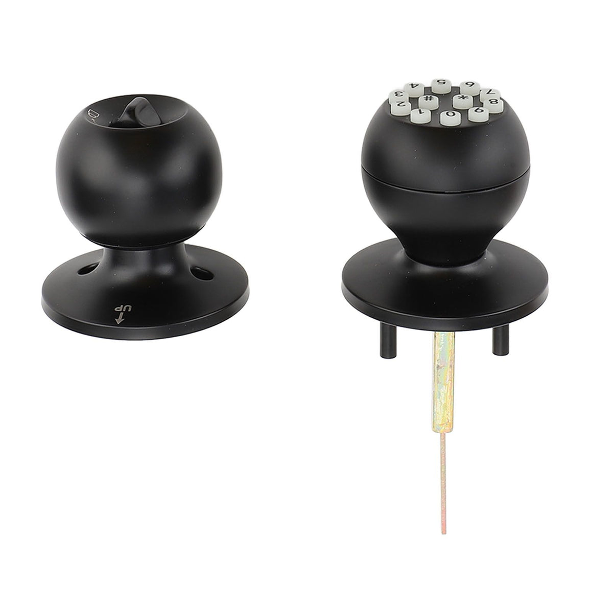 Keypad Door Knob with Lock and Key Round Ball Electronic Entry Door Knob Lock for 35‑55MM Thickness Door Apartment Office Garage Black