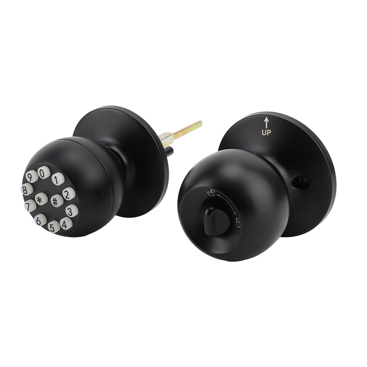 Keypad Door Knob with Lock and Key Round Ball Electronic Entry Door Knob Lock for 35‑55MM Thickness Door Apartment Office Garage Black