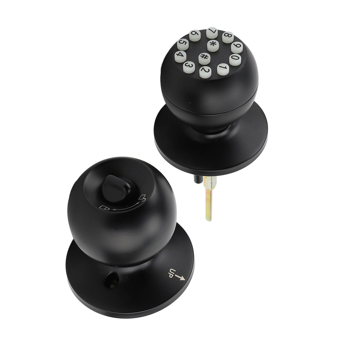Keypad Door Knob with Lock and Key Round Ball Electronic Entry Door Knob Lock for 35‑55MM Thickness Door Apartment Office Garage Black