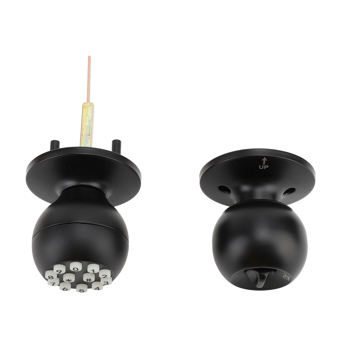 Keypad Door Knob with Lock and Key Round Ball Electronic Entry Door Knob Lock for 35‑55MM Thickness Door Apartment Office Garage Black