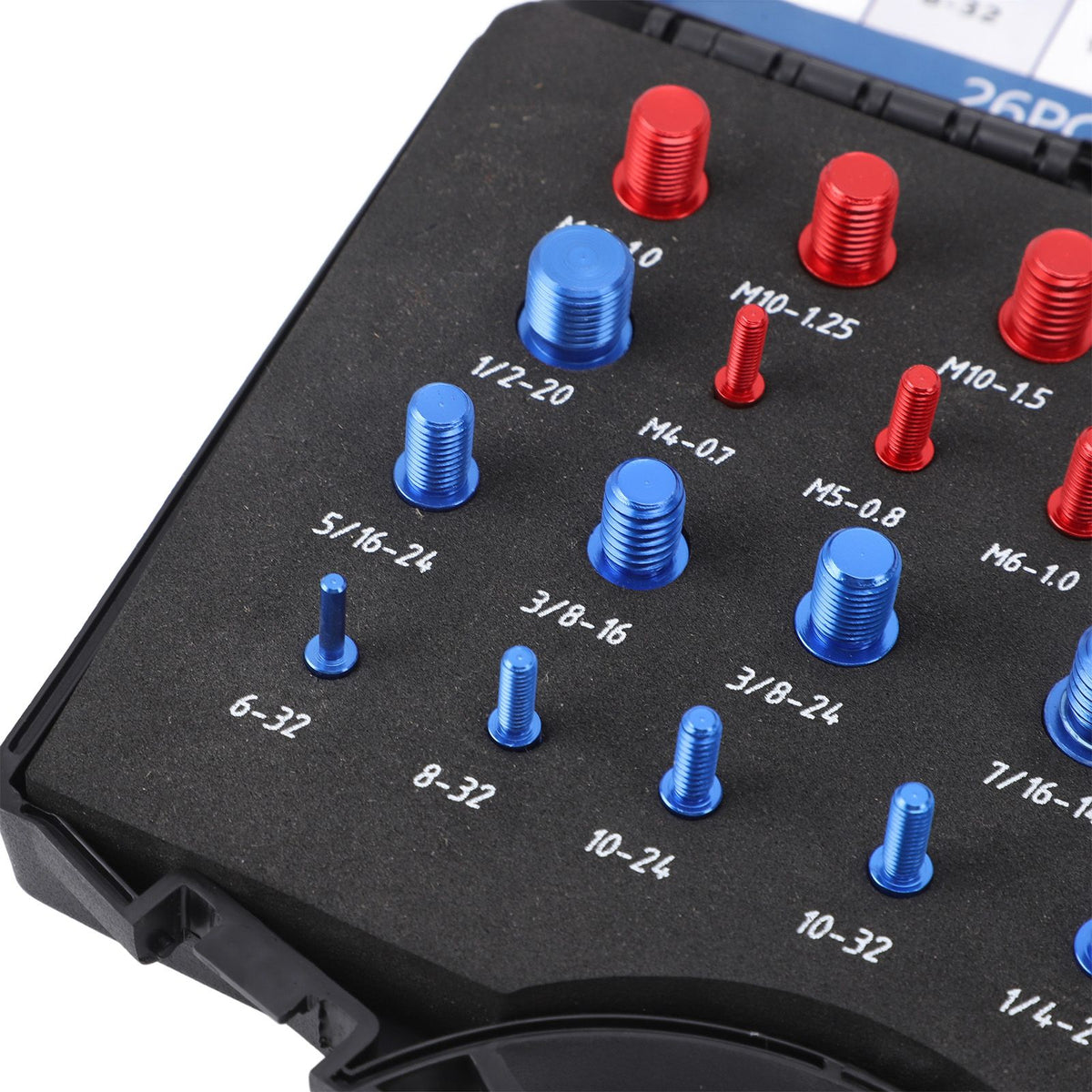 Nut Bolt Thread Checker 12 Metric 14 Inch Nut Bolt Gauge with Case for Narrow Area Red Blue
