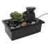 Tabletop Waterfall Fountain with LED Yellow Lights Simulated Succulent Circulating Flowing Water USB Powered Indoor Water Fountain with Rocks