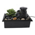 Tabletop Waterfall Fountain with LED Yellow Lights Simulated Succulent Circulating Flowing Water USB Powered Indoor Water Fountain with Rocks
