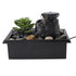 Tabletop Waterfall Fountain with LED Yellow Lights Simulated Succulent Circulating Flowing Water USB Powered Indoor Water Fountain with Rocks
