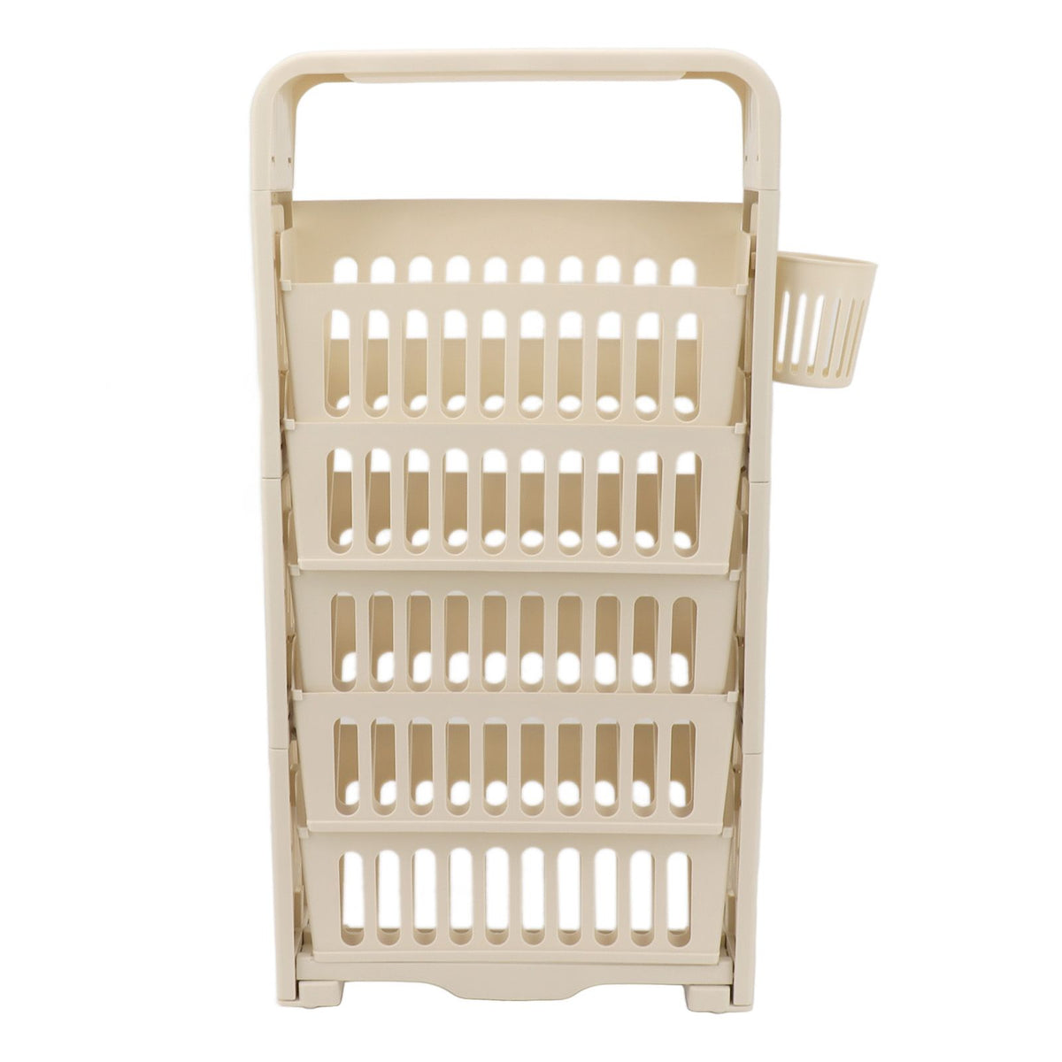 Classroom Deskside Bookshelf Large Capacity 6 Tier Multifunctional Slim Library Reading Storage Rack with Rollers Cream