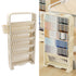 Classroom Deskside Bookshelf Large Capacity 6 Tier Multifunctional Slim Library Reading Storage Rack with Rollers Cream