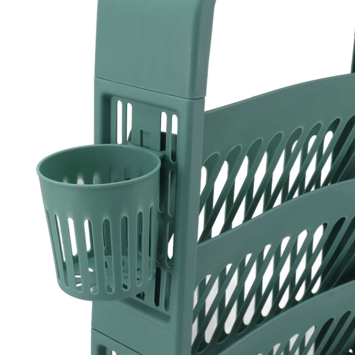 Classroom Deskside Bookshelf Large Capacity 6 Tier Multifunctional Slim Library Reading Storage Rack with Rollers Green