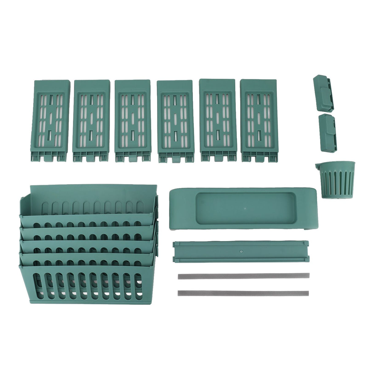 Classroom Deskside Bookshelf Large Capacity 6 Tier Multifunctional Slim Library Reading Storage Rack with Rollers Green