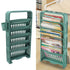Classroom Deskside Bookshelf Large Capacity 6 Tier Multifunctional Slim Library Reading Storage Rack with Rollers Green