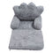 Folding Crown Seat Cushion Chair Cushion Girl Princess Baby Children Small Sofa with Backrest Rabbit Hair Gray 2 Layers
