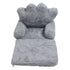 Folding Crown Seat Cushion Chair Cushion Girl Princess Baby Children Small Sofa with Backrest Rabbit Hair Gray 2 Layers