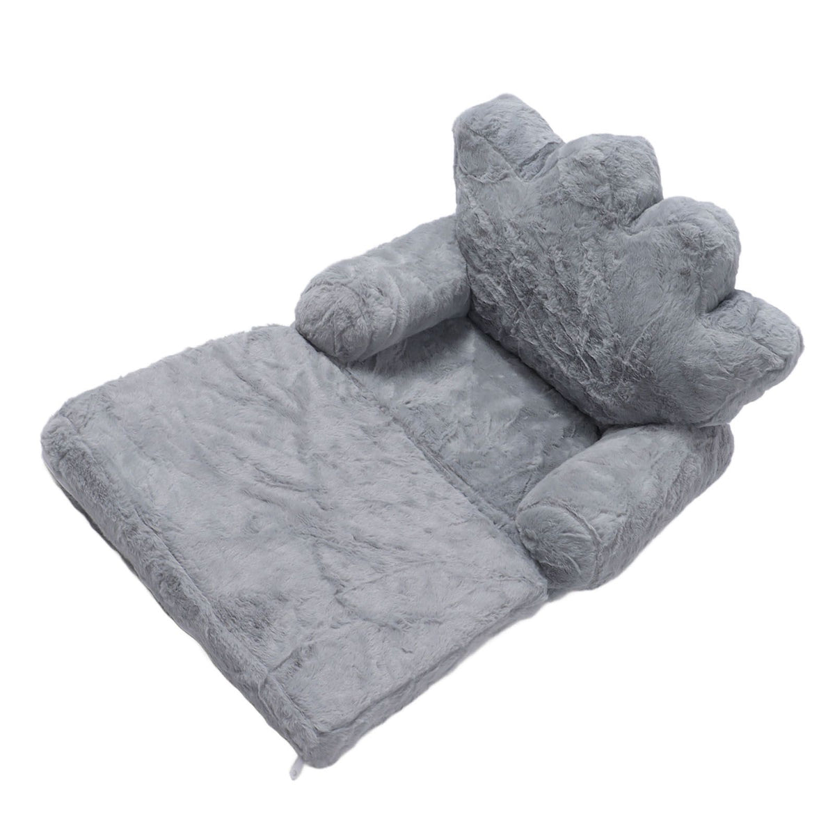 Folding Crown Seat Cushion Chair Cushion Girl Princess Baby Children Small Sofa with Backrest Rabbit Hair Gray 2 Layers